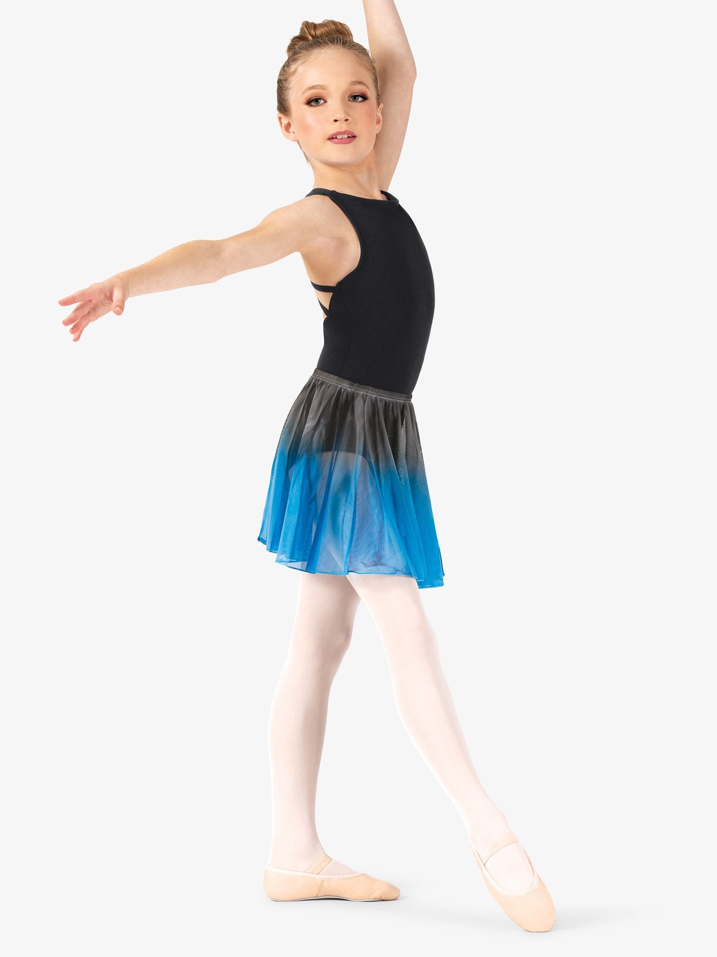 Hand-painted blue girls' pull-on ballet skirt