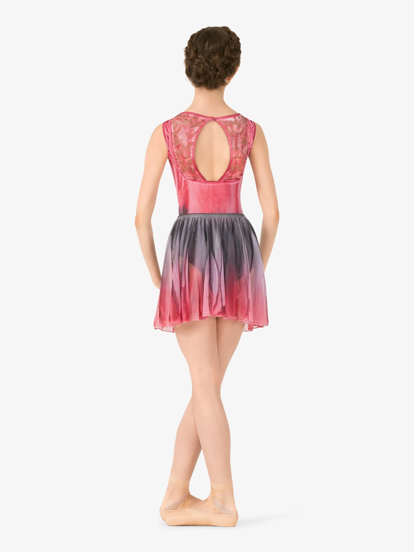 Hand-painted grey and pink girls' pull-on ballet skirt