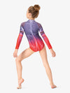 Hand-painted purple and pink women's mesh long sleeve leotard