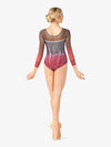 Hand-painted grey and pink women's long sleeve leotard