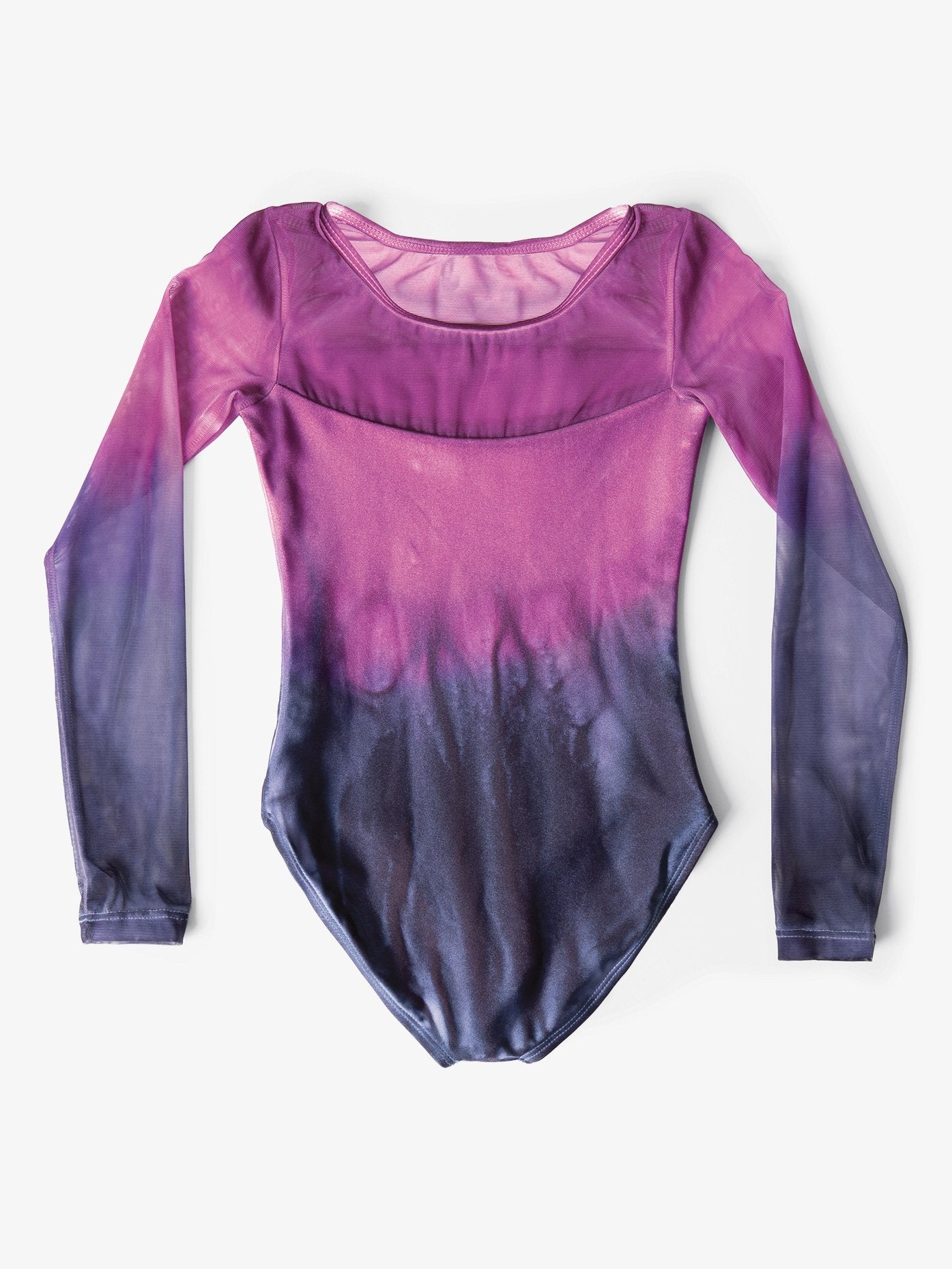 Hand-painted pink and black women's long sleeve leotard