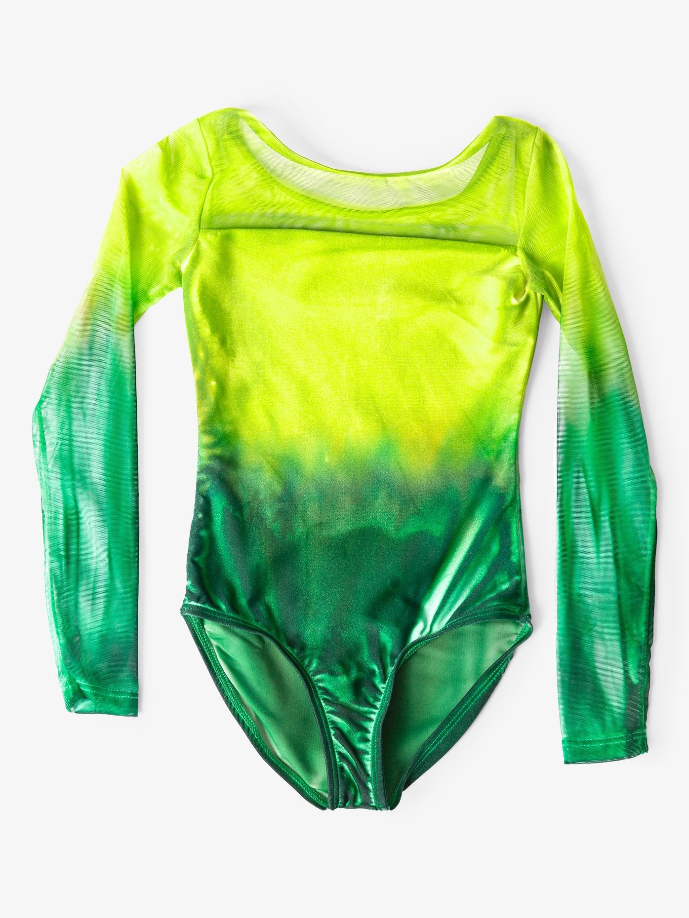 Hand-painted green women's long sleeve leotard