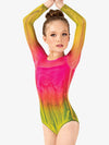 Hand-painted pink girls' long sleeve leotard