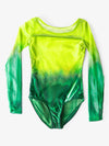 Hand-painted green girls' long sleeve leotard