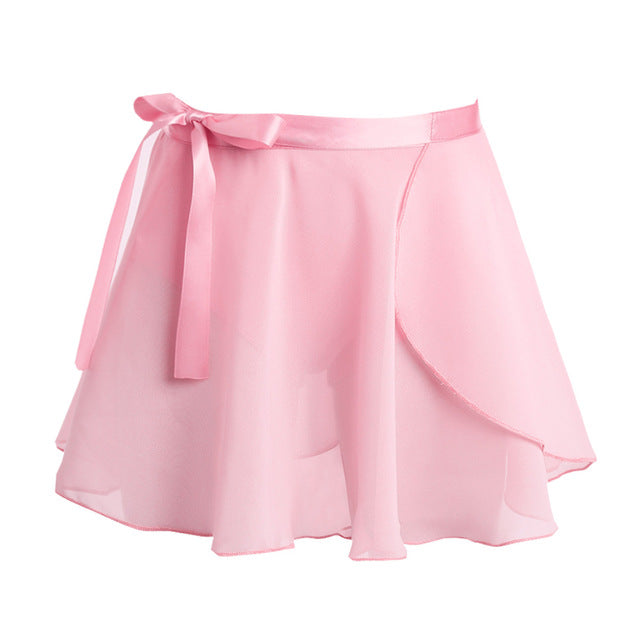 iiniim Kids Girls Ballet Dance Basic Classic Chiffon Mini Pull-On Wrap Skirt with Waist Tie Costume for Performance Dancing Wear - AZ Dance Store