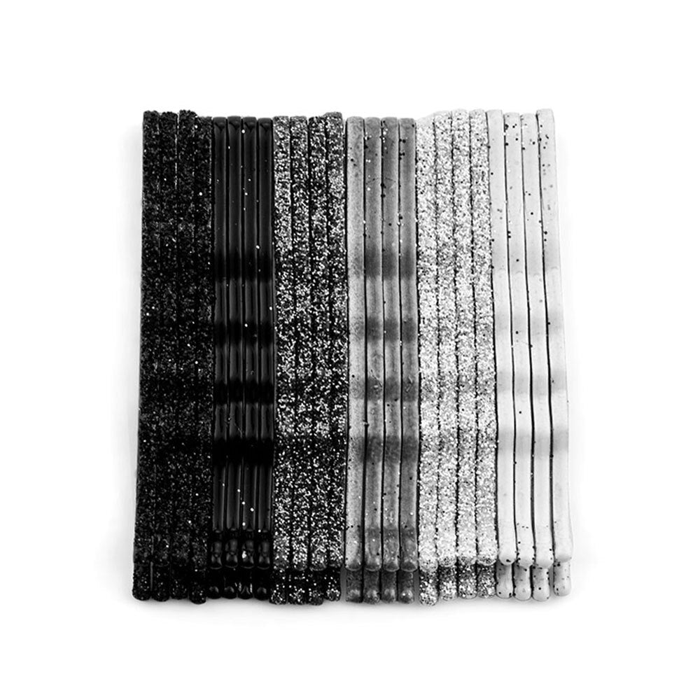 Set of 24 black and white bobby pins for hair styling