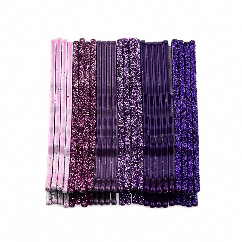 Set of 24 purple bobby pins for hair styling